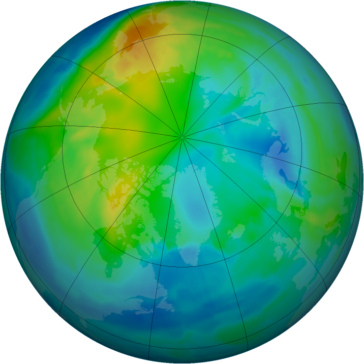 Arctic ozone map for 03 November 2009